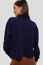 Navy Long Sleeve Pique Holmes Boyfriend Polo