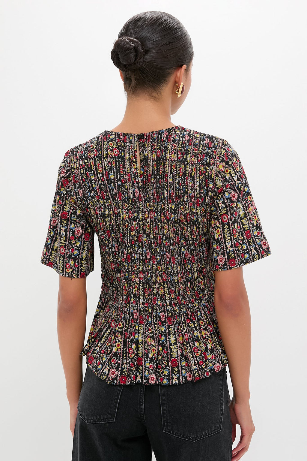 Garland Print Smocked Flounce Top