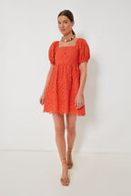 Orange Eyelet Clara Mini Dress