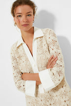 Tan Crochet Collier Dress