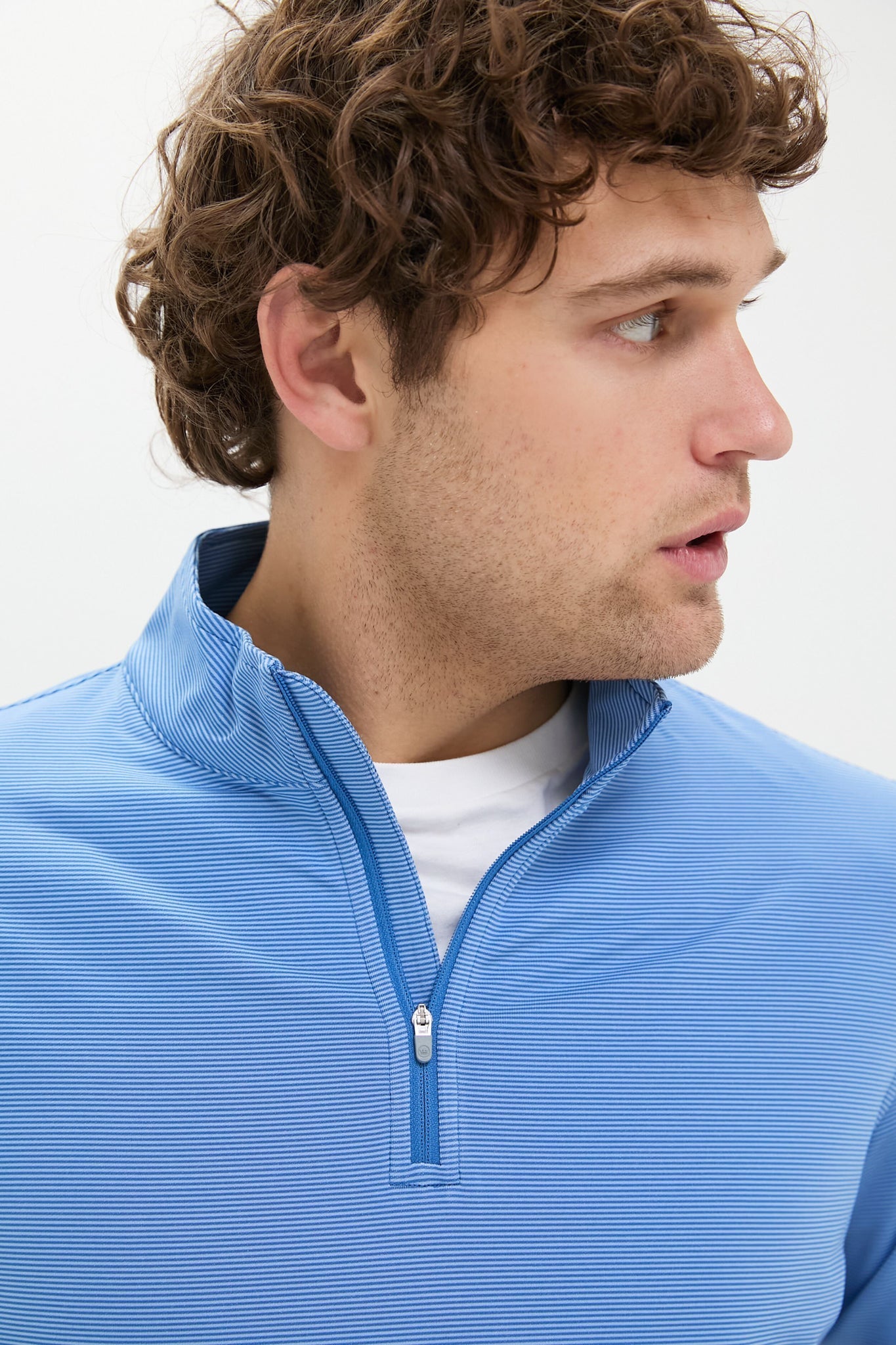 Sailor Blue Perth Sugar Stripe Performance Quarter-Zip