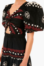 Black Liora Puff Sleeve Cut Out Dress