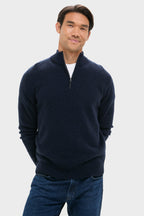 Navy Cashmere Knit Quarter-Zip
