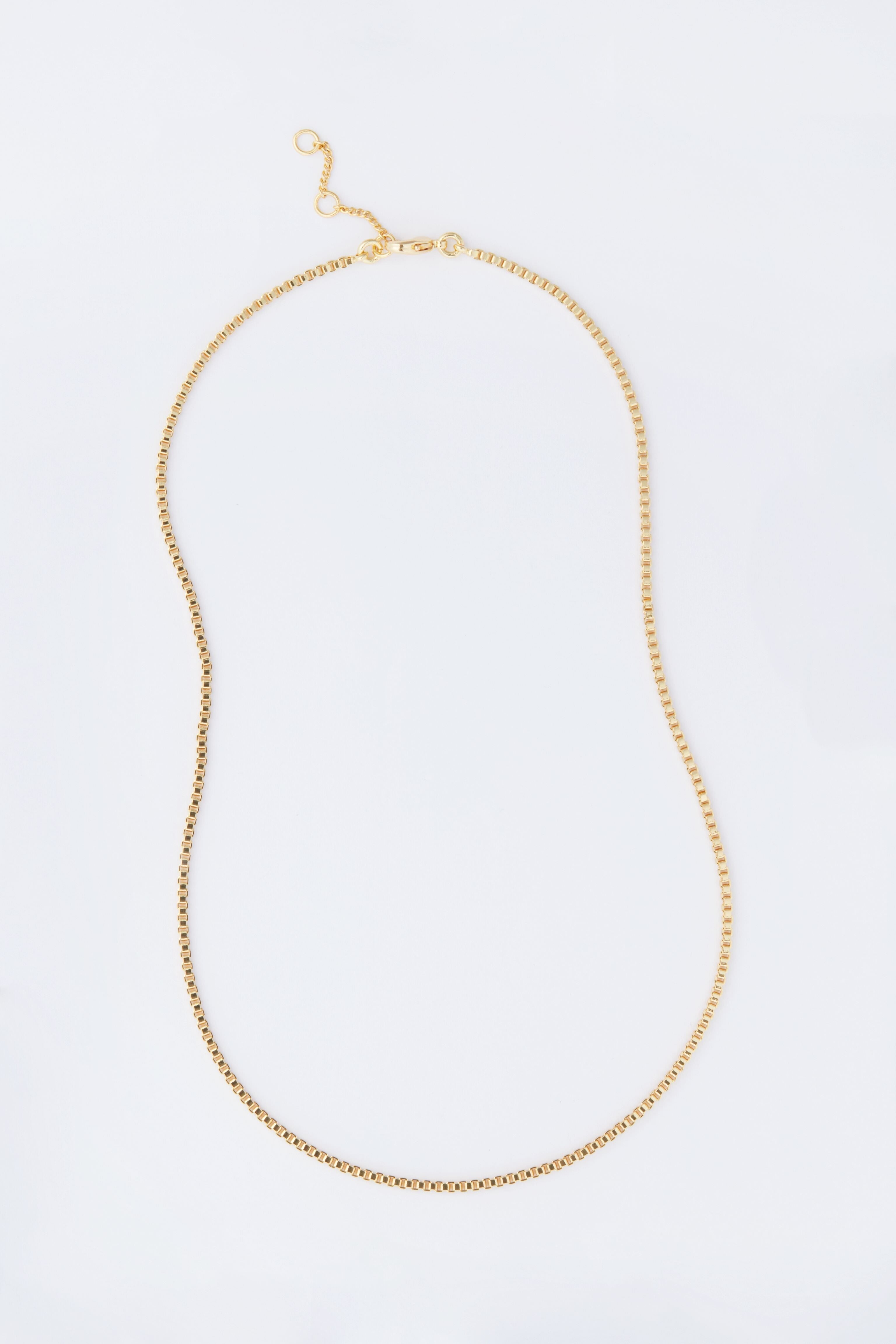 Gold Thin Box Chain Necklace