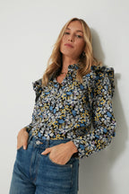 Blue & Yellow Floral Primrose Blouse