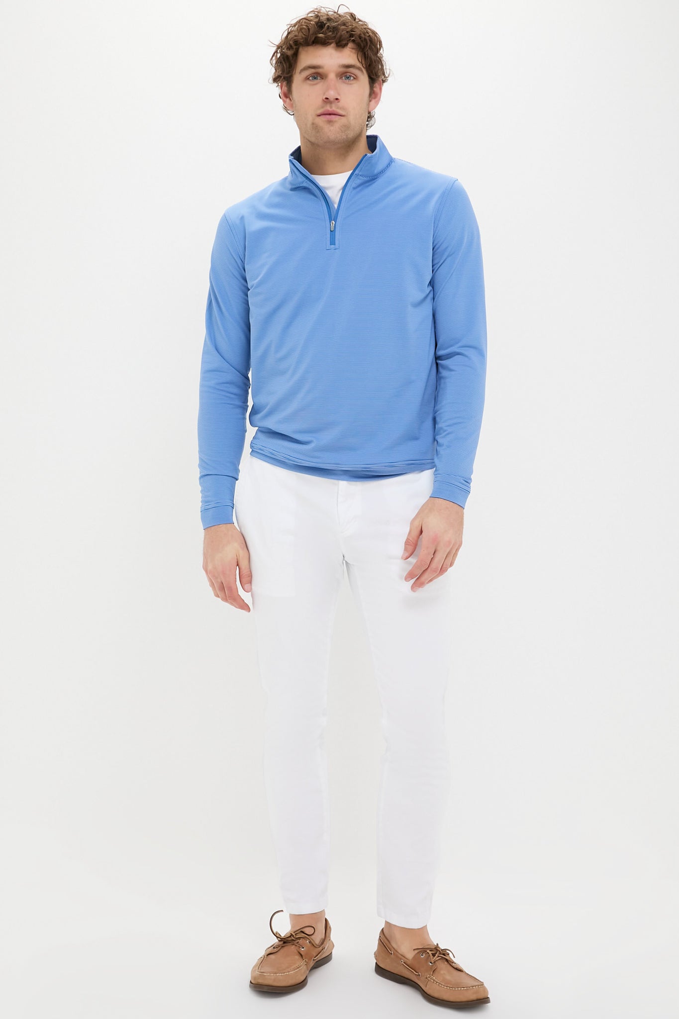 Sailor Blue Perth Sugar Stripe Performance Quarter-Zip