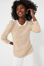 Tan Striped Vesty Long Sleeve Crewneck