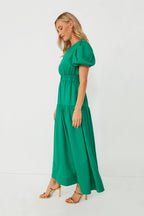 Green Puff Sleeve Ginny Maxi Dress