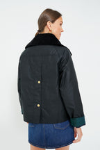 Black and Sage Tartan Catton Wax Jacket