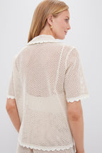 Tan Sally Crochet Short Sleeve Shirt
