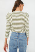 Olive Striped Vesty Long Sleeve Crewneck