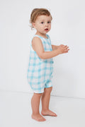 Blue Painted Gingham Shortie Romper