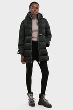 Black Sateen Nylon Hooded Coat