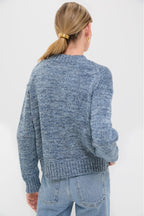 Marled Blue Cotton Americana Sweater