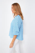 Island Ocean Breeze Seastitch Block Print Popover