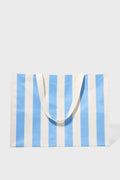 Mid Blue Stripe Carryall Beach Bag