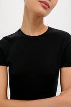 Black Cashmere Silk Katie Tee