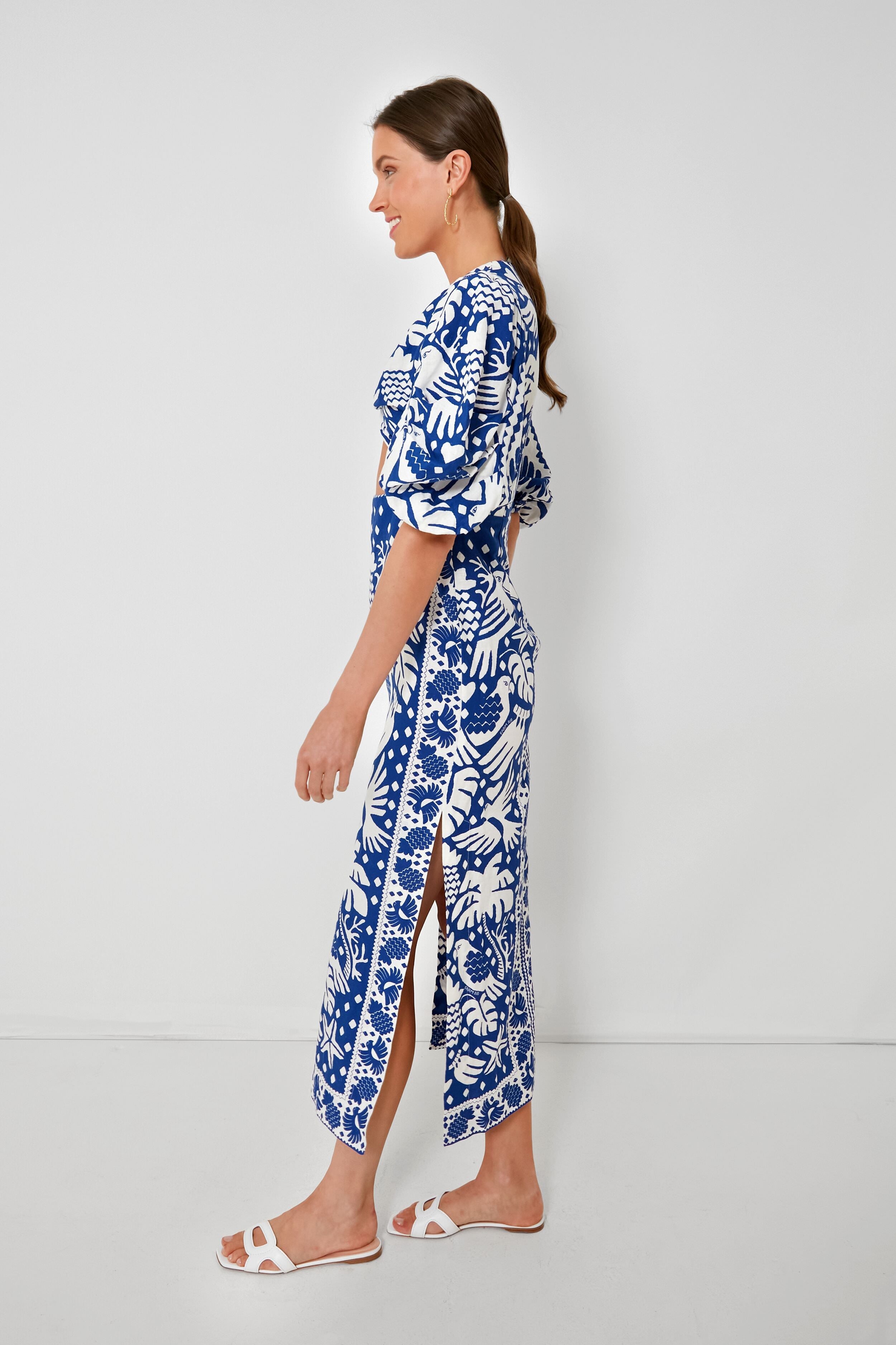 Jungle Scarf Navy Midi Dress
