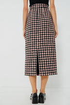 Dark Green and Pink Lorinda Heritage Wool Skirt