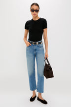 Black Cashmere Silk Katie Tee