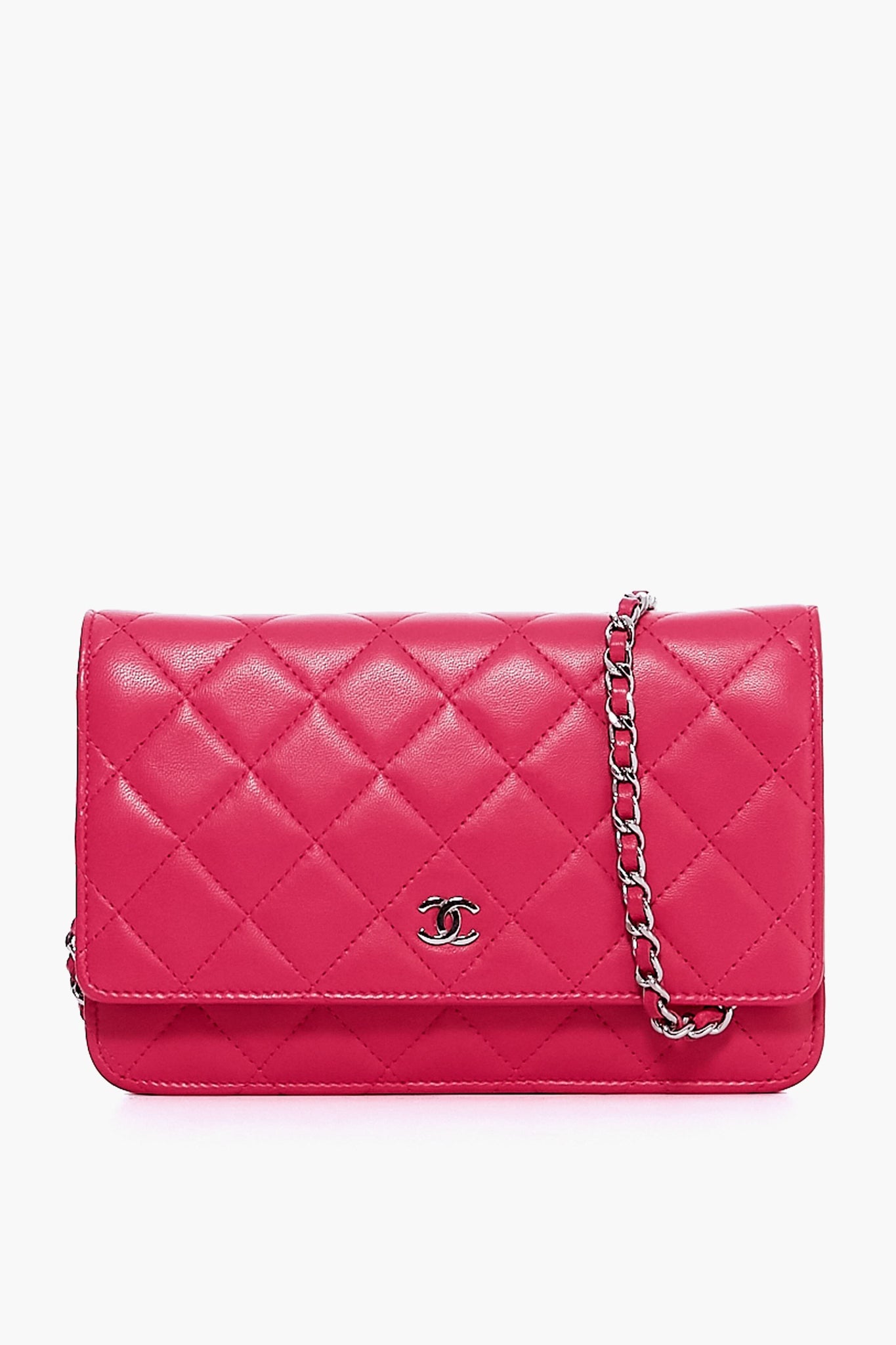 CHANEL Pink Lambskin Wallet on Chain