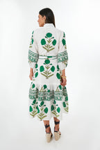 Exclusive Emerald Marigold Flounce Dress