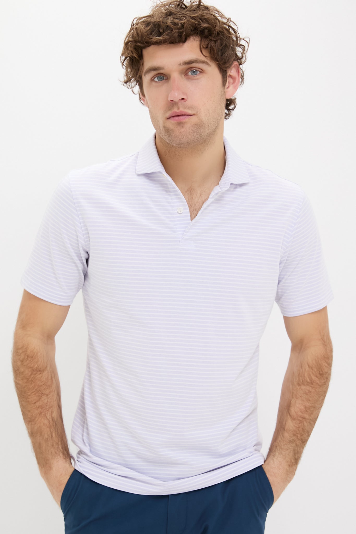 Lavender Moon Albatross Cotton Blend Pique Polo