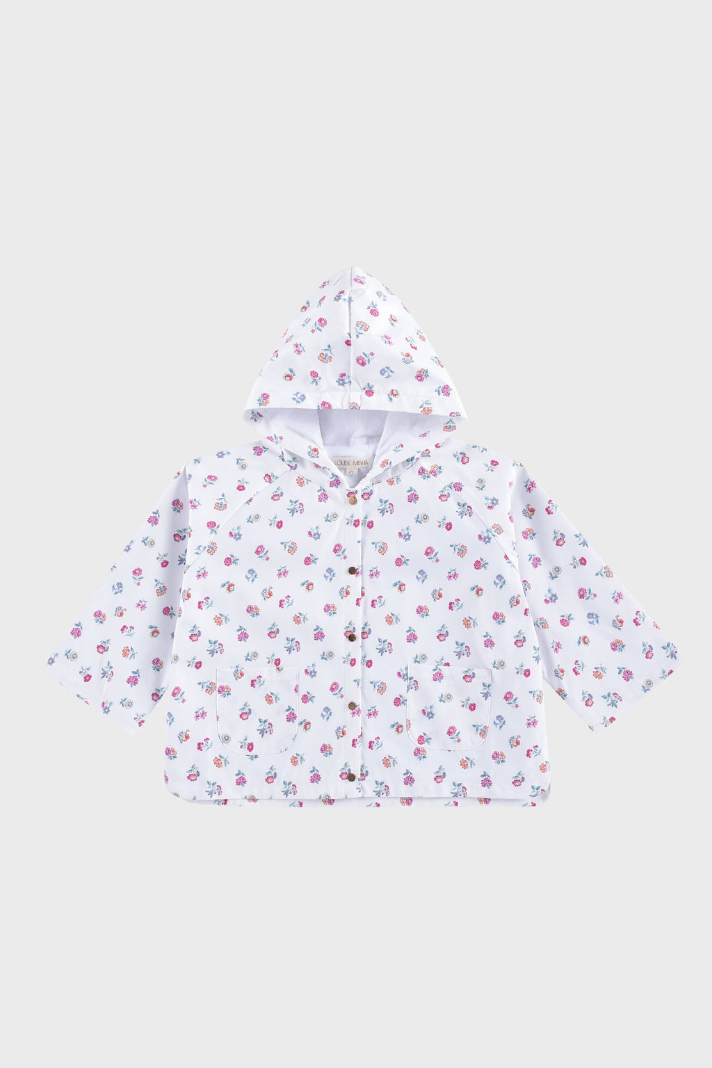 White Felicita Flowers Felvet Raincoat