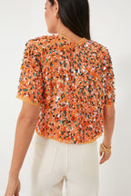 Orange Sequins Shelby Top