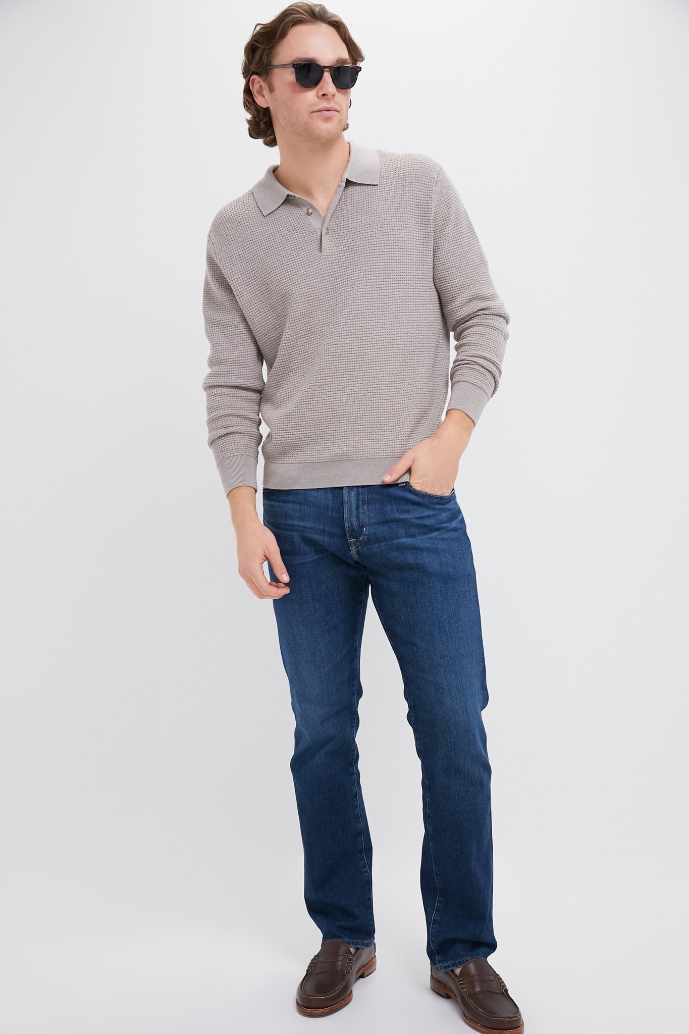 Oatmeal Merino Waffle Polo