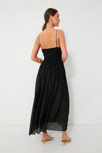 Black Sleeveless V-Neck Maxi Dress