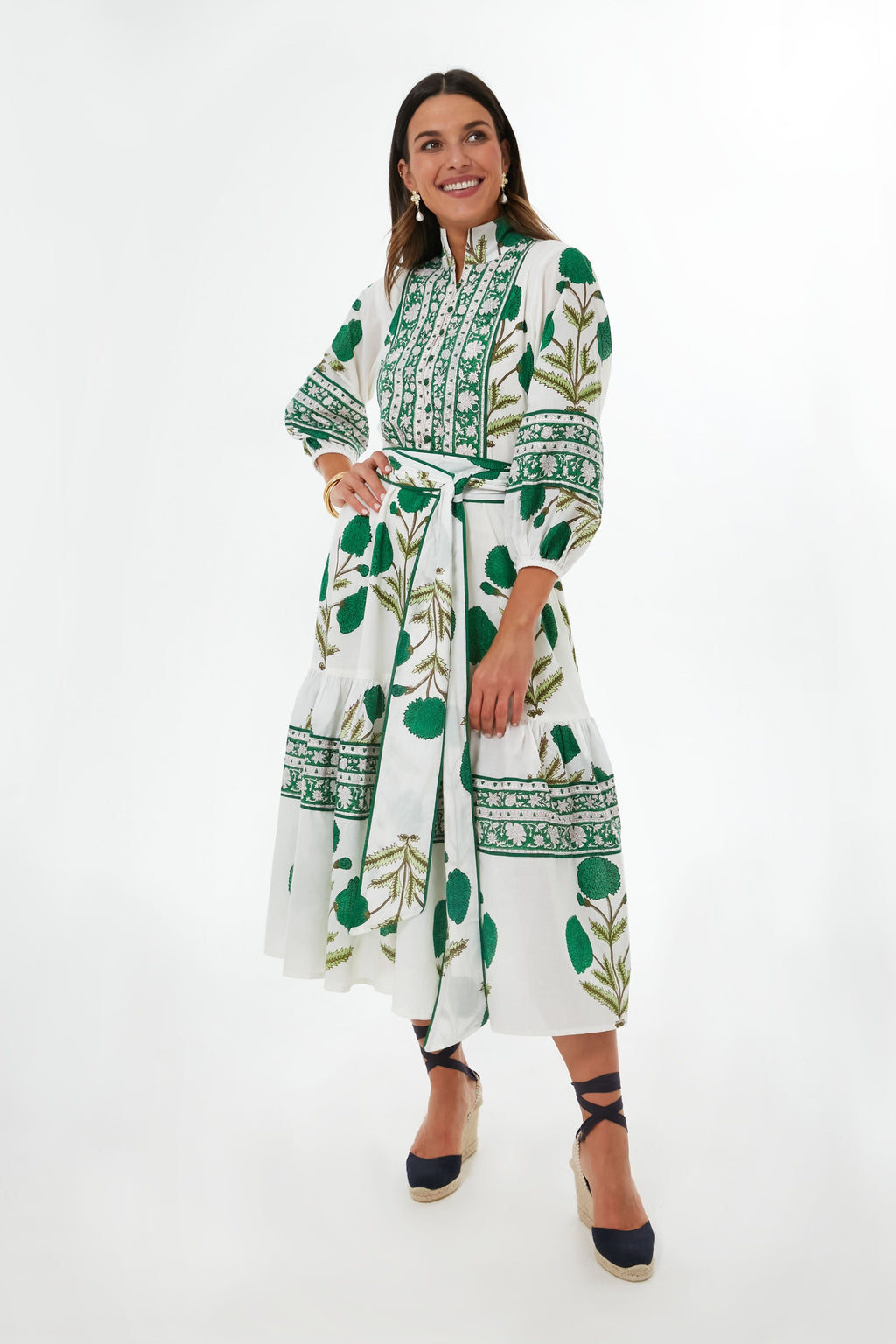 Exclusive Emerald Marigold Flounce Dress