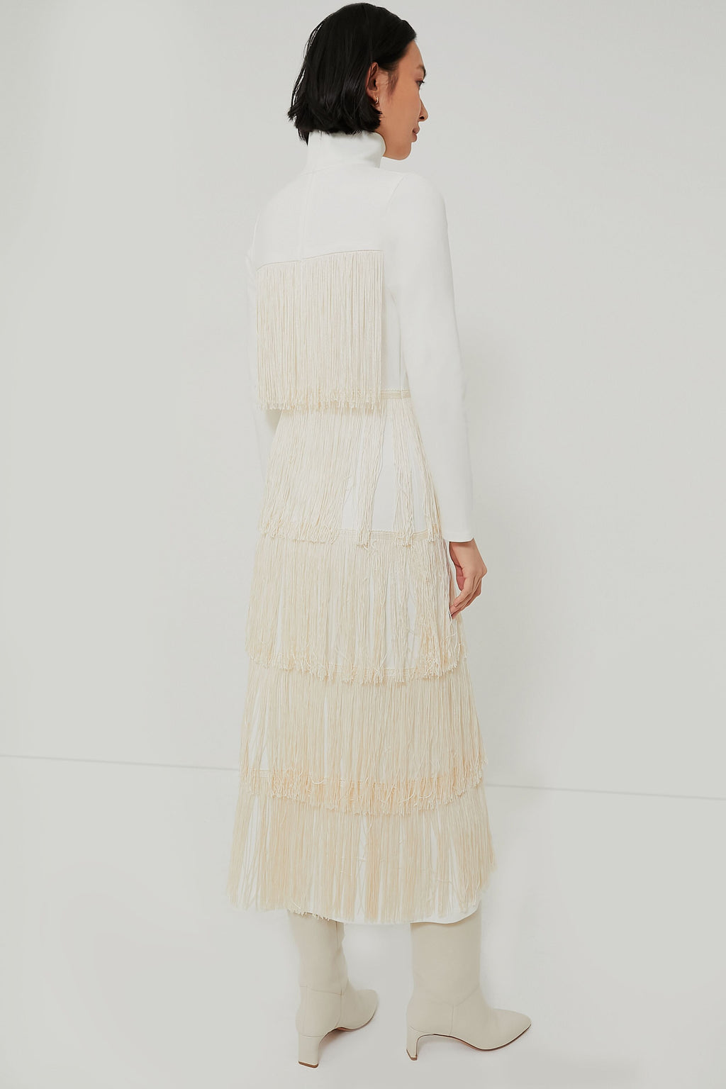 Ivory Fringe Midi Dress