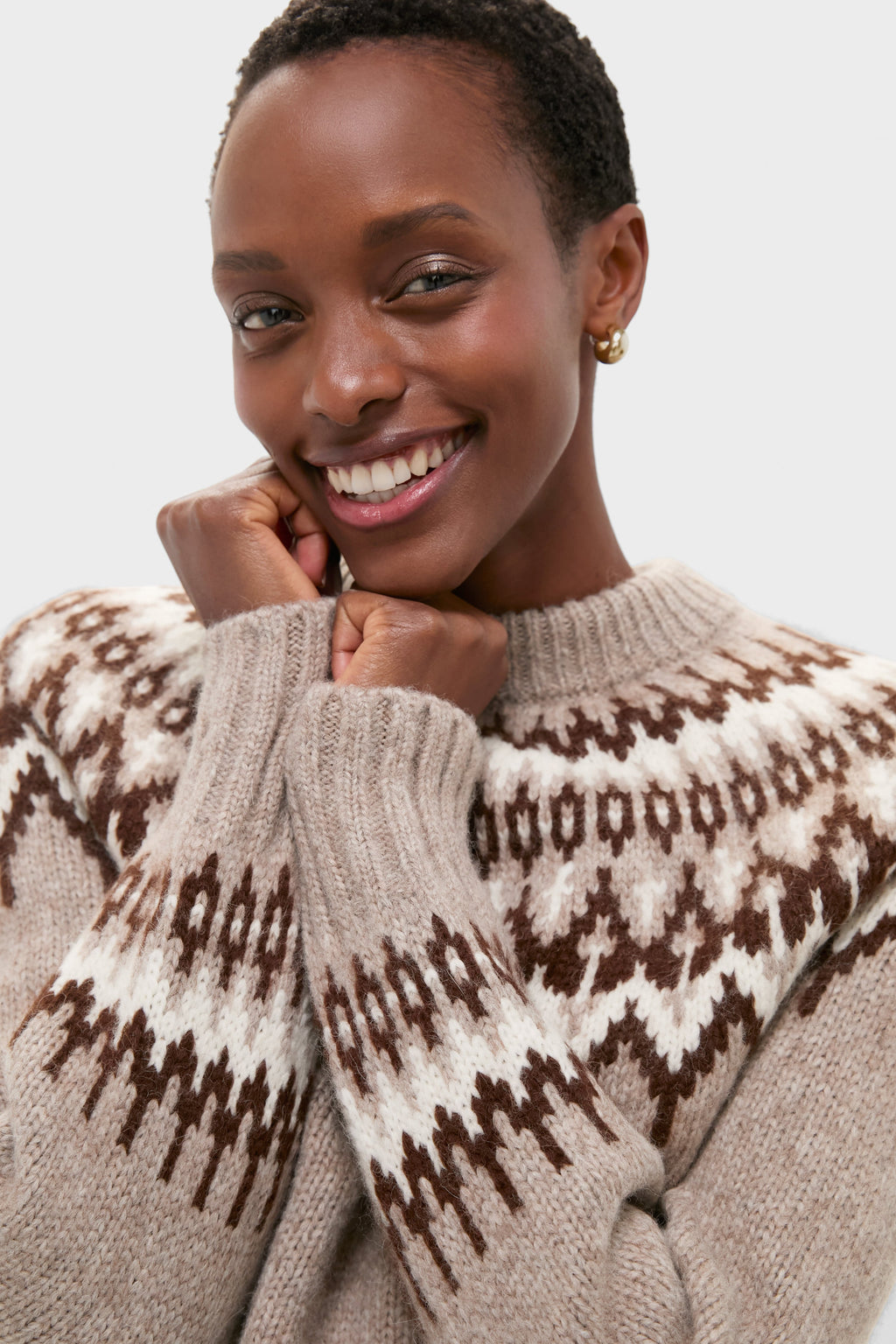 Taupe Fairisle Thatcher Crewneck