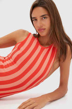 Peachy Keen and Rust Striped Pretra Maxi Dress
