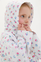 White Felicita Flowers Felvet Raincoat