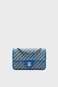 CHANEL Blue Small Raffia and Jute Urban Jungle Single Flap Bag