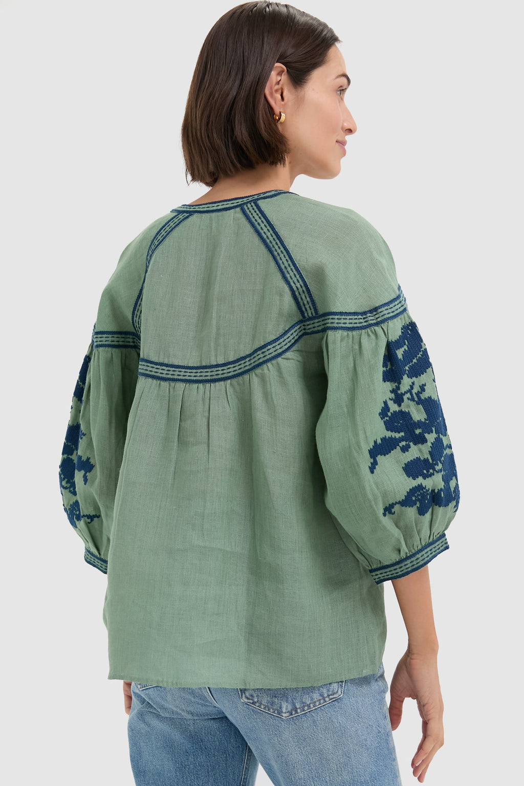 Green Linen Blouse