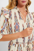 Sanford Cream Cinched Pintuck Maxi Dress