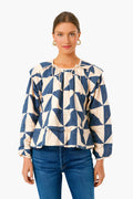 Navy Peach Patchwork Malaga Top