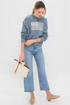 Marled Blue Cotton Americana Sweater