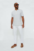 Shell Flint Stripe Short Sleeve Sunwashed Henley