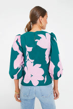 Pink & Green Penelope Puff Sleeve Top