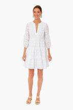 White Eyelet Long Sleeve Tunic Dress
