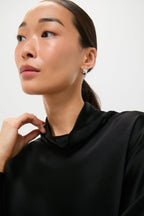 Black Barb Long Sleeve Cowl Neck Shirt