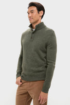 Olive Green Cashmere Wool Button-Up
