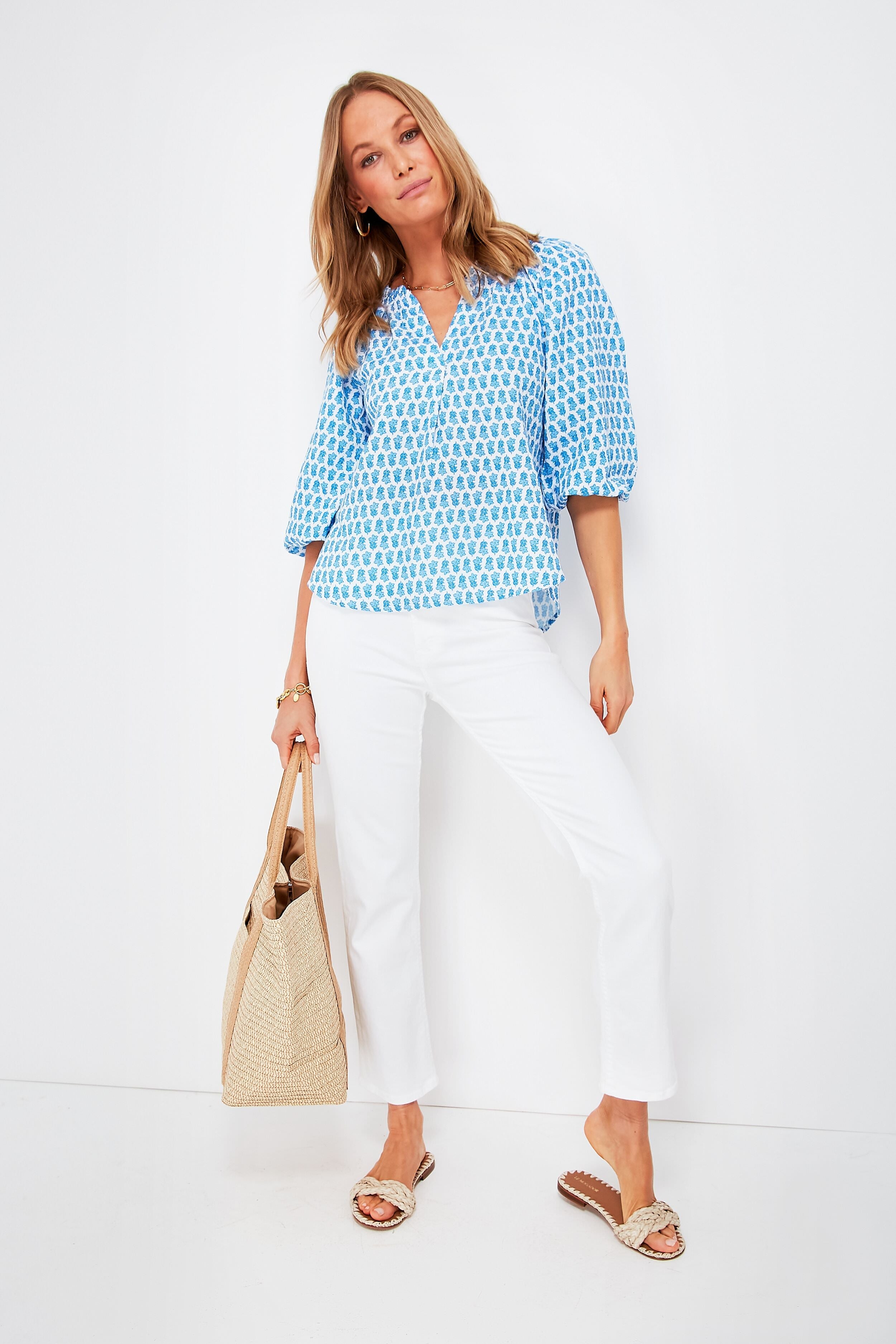 Island Ocean Breeze Seastitch Block Print Popover