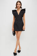 Black Jacquard Tanya Mini Dress