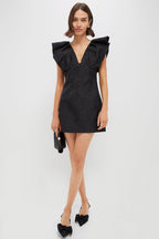 Black Jacquard Tanya Mini Dress