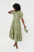 Blue and Green Leafy Floral Bennett Maxi Dress